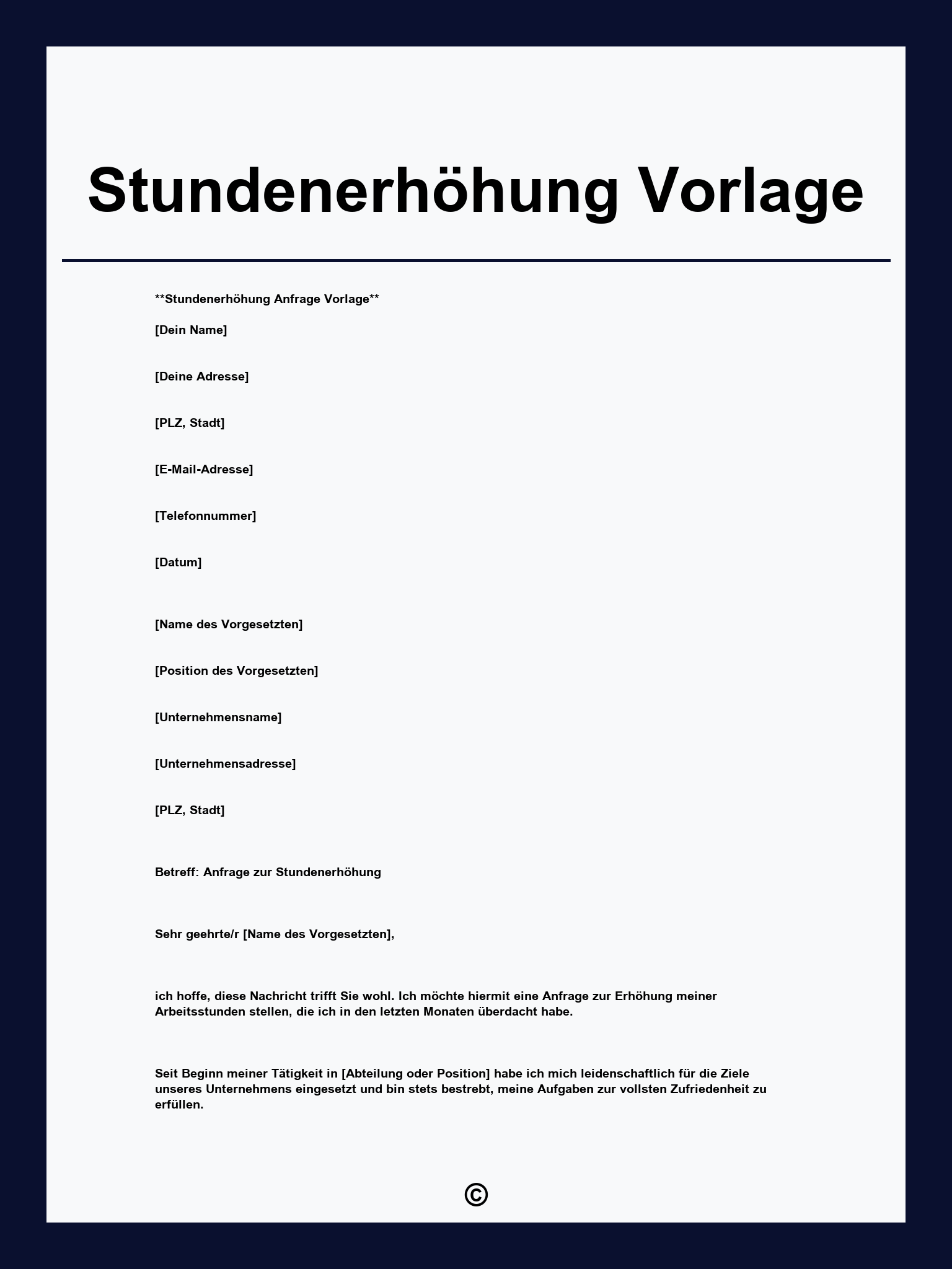 Stundenerhöhung Vorlage